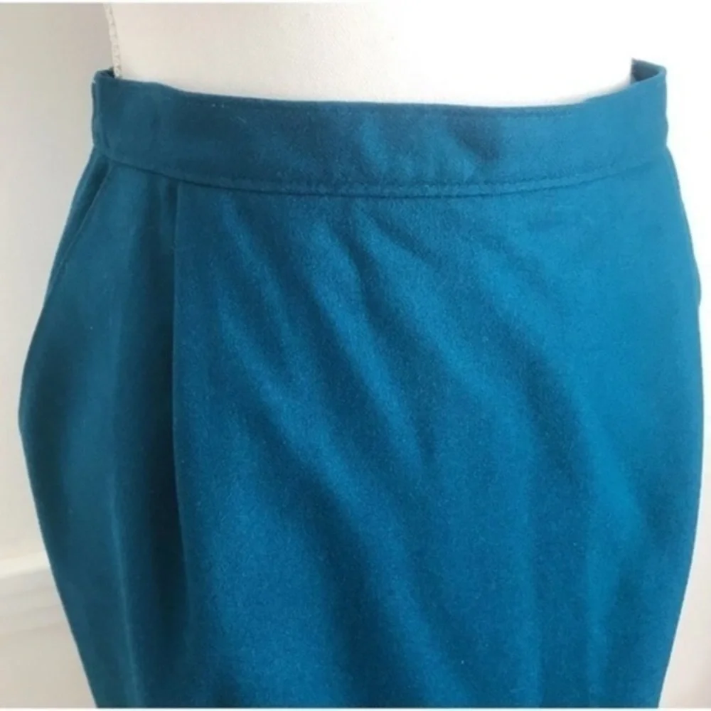 Vintage Pendleton • Teal Wool Pencil Skirt